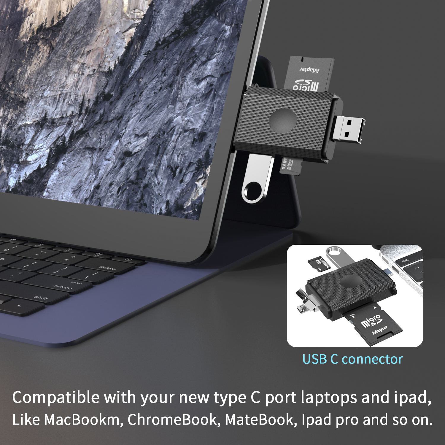 3 في 1 نوع c+usb a+Micro 3 قارئ بطاقات SD+TF 2.0 USB A 3.0 USB OTG