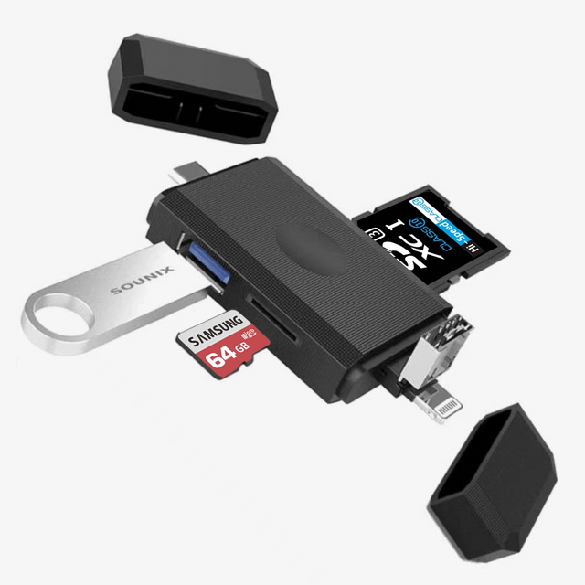 3 V 1 typ c+usb a+z&aacute;strčky osvětlen&iacute; Čtečka karet SD+TF 2.0 USB A 3.0 USB OTG