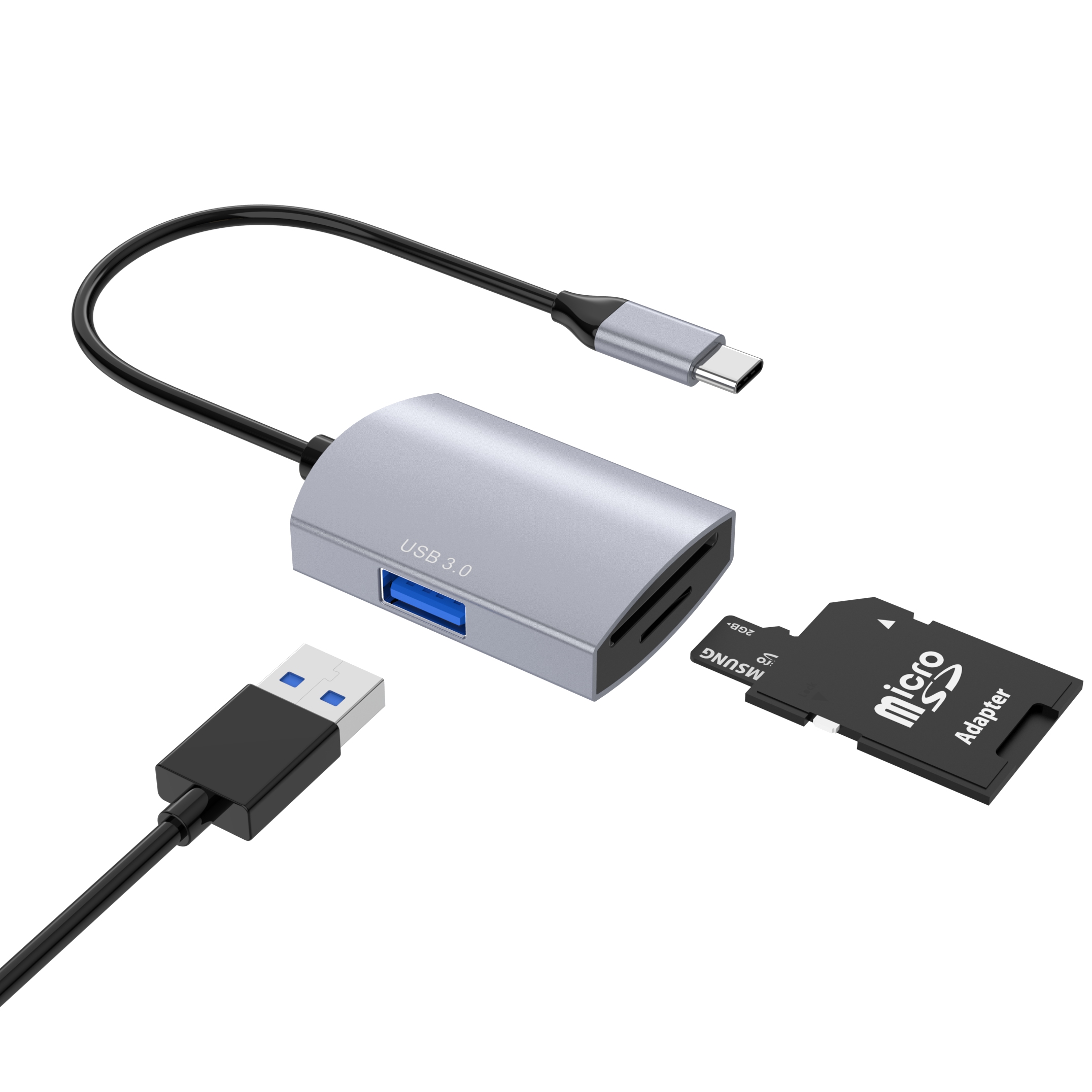 Wtyczka USB OTG 3 w 1 typu c Koncentrator czytnika kart SD+TF 2.0 USB A 3.0