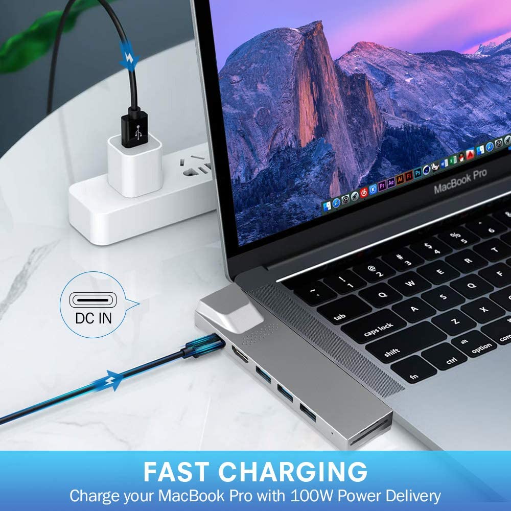 HUB USB C 8 EM 2 com HDMI + Thunderbolt 3 + Ethernet 1000 Mbps + 3 x USB A 3.0 + SD + slot para leitor de cart&atilde;o de mem&oacute;ria TF esta&ccedil;&atilde;o de acoplamento para adaptador multiportas