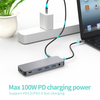 12 合 1 USB C 集線器，帶 2 x HDMI 4K 60HZ + DP + PD 100W + Type C 數據 + 3 x USB A 3.0 + RJ45 1000Mbps + 3.5mm 音頻/麥克風 + SD + TF 讀卡器多端口擴展塢