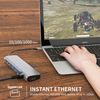 9-IN-1-USB-C-HUB mit HDMI 4K30 Hz + PD 100 W + Typ-C-Daten + 3 x USB A 3.0 + RJ45 1000 Mbit/s + SD + TF-Kartenleser-Steckplatz, Power-Lade-Multiport-Adapter, Dockingstation f&uuml;r Laptop