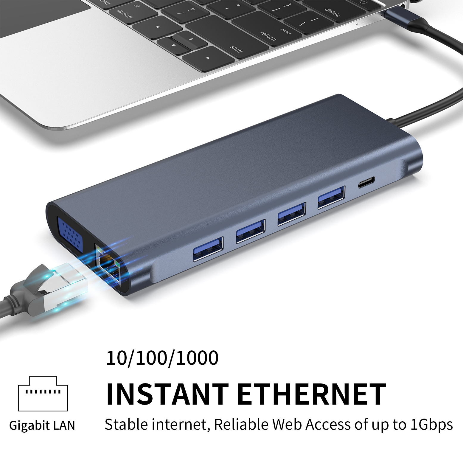 13 IN 1 usb c हब्स् 2 x HDMI 4K + DP + PD 100W + प्रकार C Data + 3 x USB A 3.0 + USB A 2.0+ RJ45 1000Mbps + 3.5mm ऑडियो + SD + TF कार्ड रीडर बहु ​​पोर्ट डॉकिंग स्टेशन सह