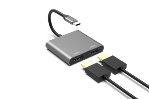 適用於筆記本電腦/Macbook 的 2 合 1 C 型轉 2 x HDMI 4K USB C HUB 擴展塢