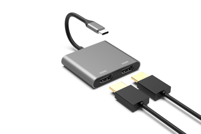 適用於筆記本電腦/Macbook 的 2 合 1 C 型轉 2 x HDMI 4K USB C HUB 擴展塢