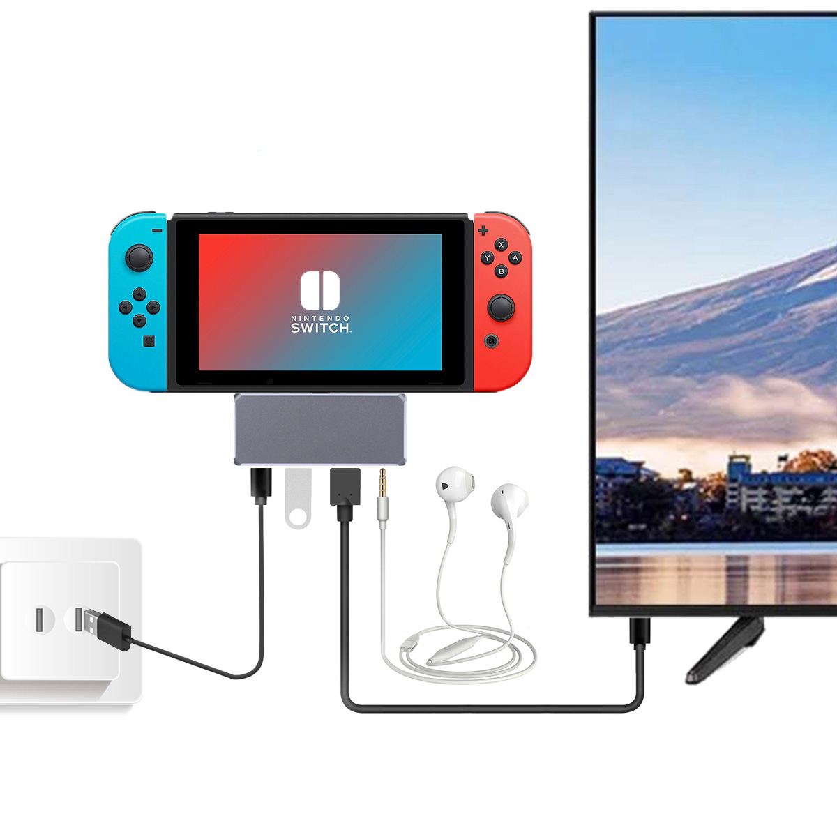 5 合 1 USB C HUB type c 插頭轉 HDMI 4K30HZ+PD 60W+Type C 數據+3.5mm 音頻/麥克風 +USB A 3.0 5 端口筆記本電腦擴展塢