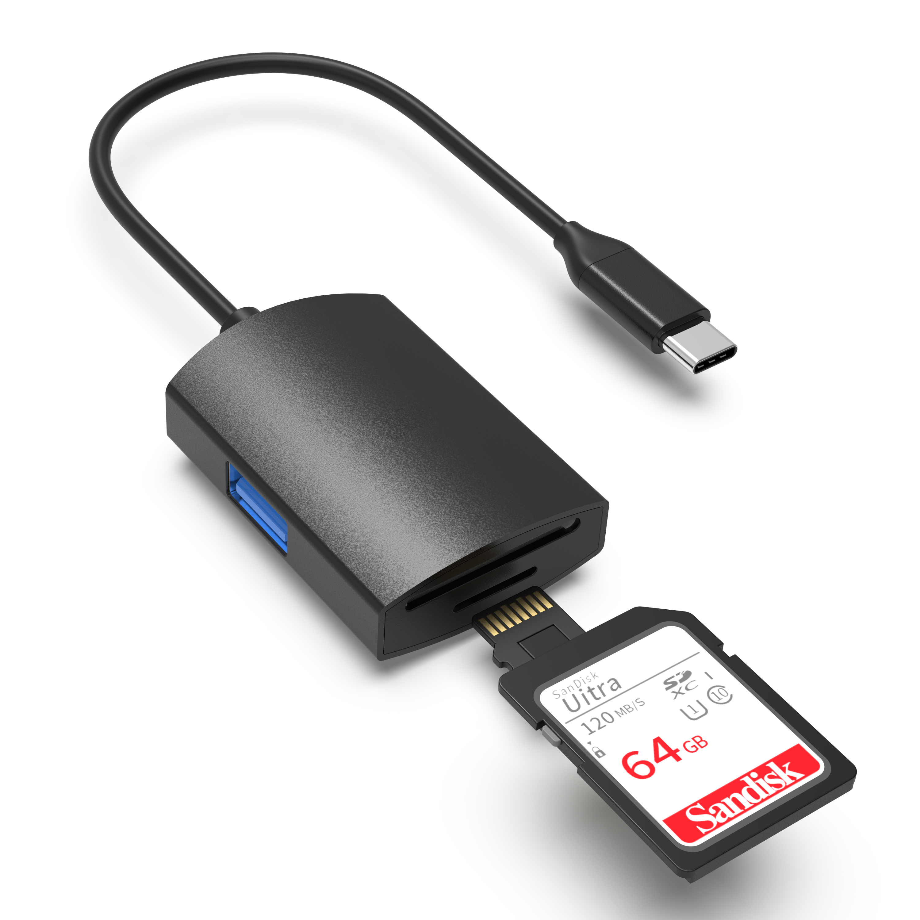 Wtyczka USB OTG 3 w 1 typu c Koncentrator czytnika kart SD+TF 2.0 USB A 3.0