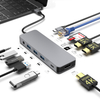 12 合 1 USB C 集線器，帶 2 x HDMI 4K 60HZ + DP + PD 100W + Type C 數據 + 3 x USB A 3.0 + RJ45 1000Mbps + 3.5mm 音頻/麥克風 + SD + TF 讀卡器多端口擴展塢
