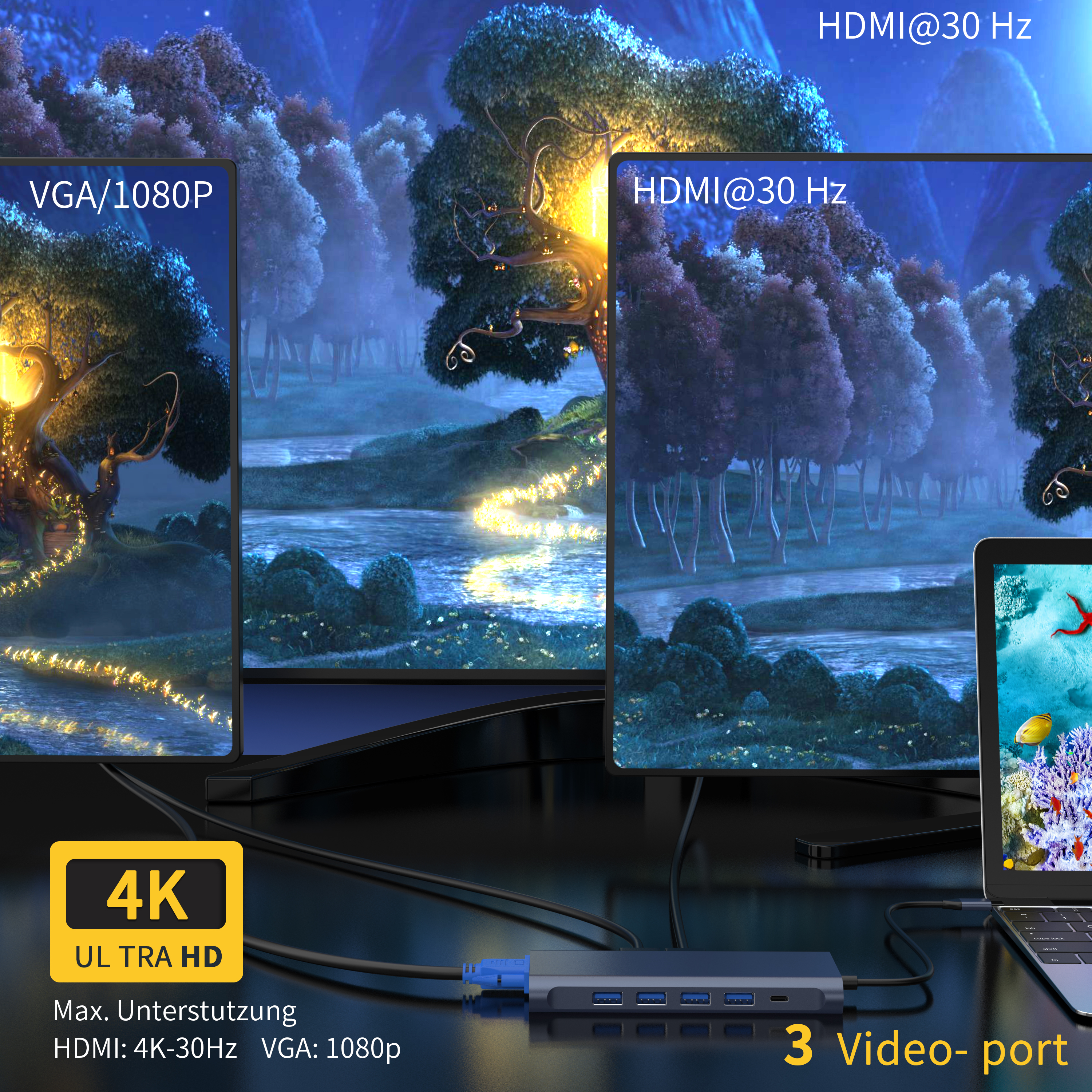 13 IN 1 usb c हब्स् 2 x HDMI 4K + DP + PD 100W + प्रकार C Data + 3 x USB A 3.0 + USB A 2.0+ RJ45 1000Mbps + 3.5mm ऑडियो + SD + TF कार्ड रीडर बहु ​​पोर्ट डॉकिंग स्टेशन सह