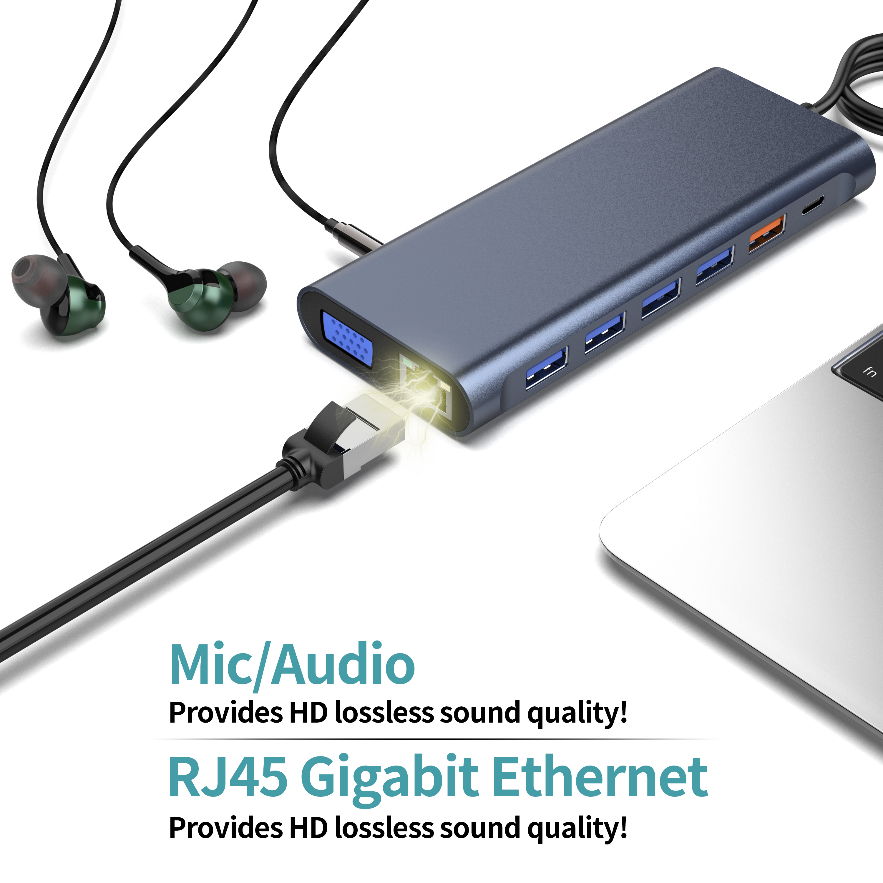 14 合 1 擴展塢 Type C 轉雙 HDMI RJ45 USB-A 3.1 多功能 USB C HUB 擴展塢，適用於筆記本電腦/Macbook