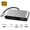 4 合 1 USB C 集線器，帶 HDMI 4K + TYPE C PD 100W 數據 + USB A 3.0 + RJ45 1000Mbps 多端口適配器擴展塢，適用於筆記本電腦