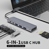 6 合 1 USB C 集線器，帶 HDMI 4K30HZ + PD 100W + C 型數據 + 3 x USB A 3.0 供電多端口適配器擴展塢，適用於筆記本電腦 MacBook