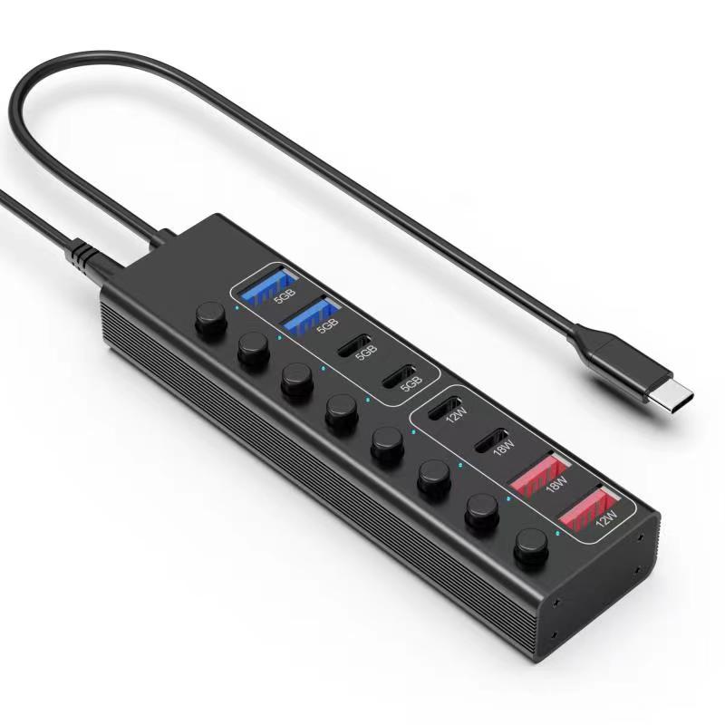 Hub caricabatterie USB a 8 porte da 100 W per desktop | Carica 6 dispositivi contemporaneamente
