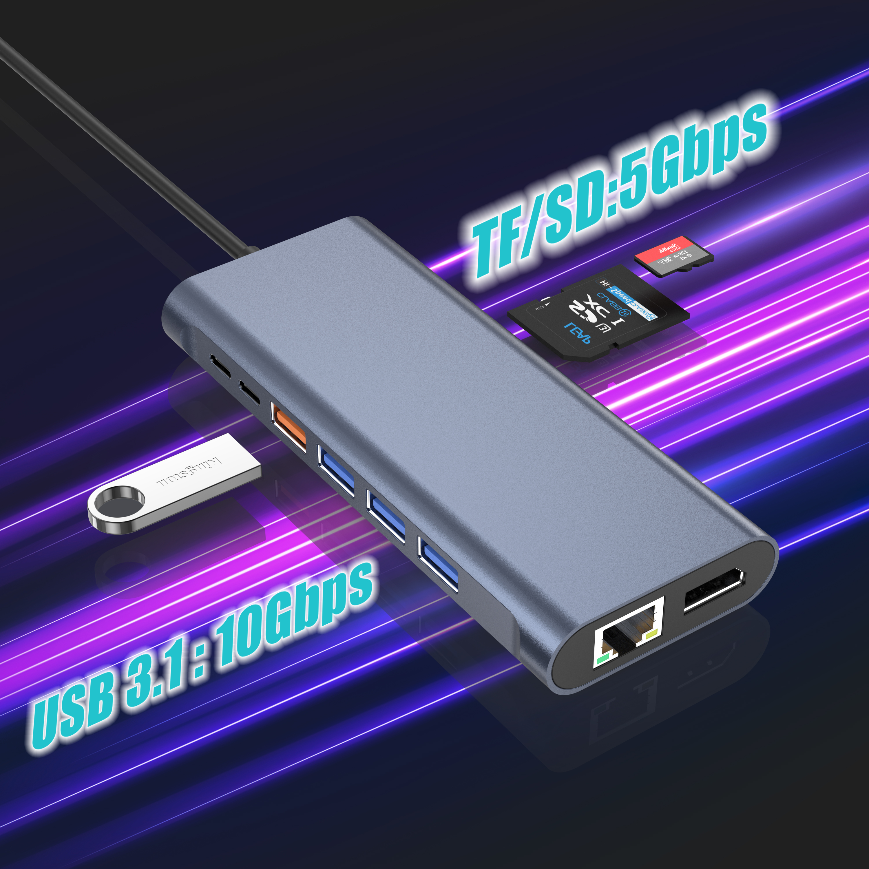 14 IN 1 Docking station 4K60HZ Dual HDMI DP RJ45 USB-A 3.1 3.0 2.0 USB-C 3.1 Mandantes+ Data Transfer+Video Output+ Lector Card+Network+Call Function USB C HUB stationem docking pro laptop/Macbook