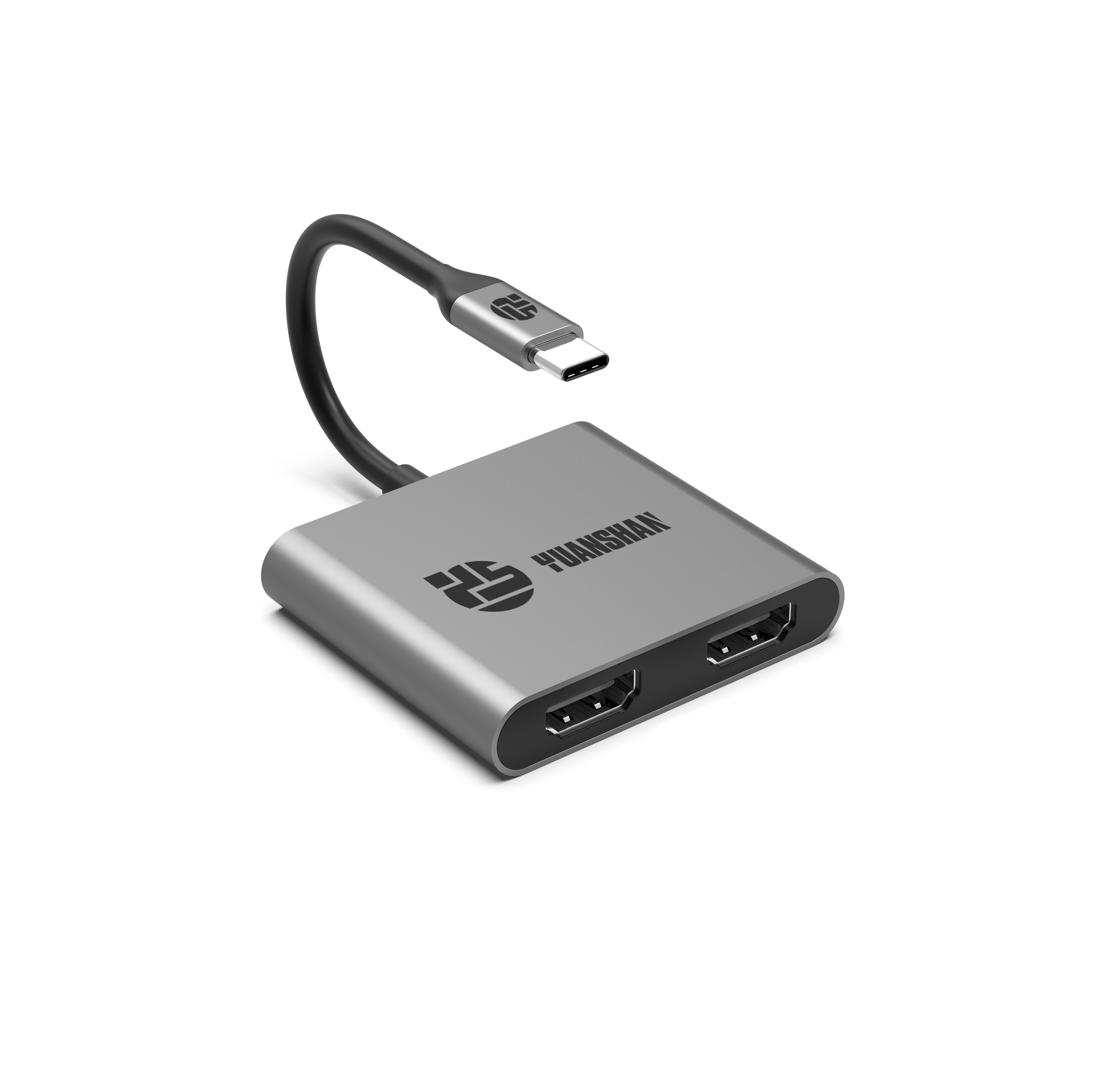 2 IN 1 Type C til 2 x HDMI 4K USB C HUB dockingstation til b&aelig;rbar/Macbook