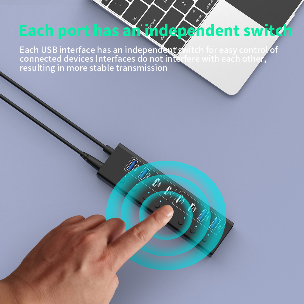 Hub caricabatterie USB a 8 porte da 100 W per desktop | Carica 6 dispositivi contemporaneamente