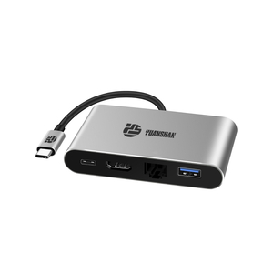 4 合 1 USB C 集線器，帶 HDMI 4K + TYPE C PD 100W 數據 + USB A 3.0 + RJ45 1000Mbps 多端口適配器擴展塢，適用於筆記本電腦