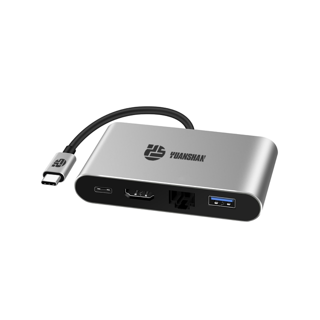 4 合 1 USB C 集線器，帶 HDMI 4K + TYPE C PD 100W 數據 + USB A 3.0 + RJ45 1000Mbps 多端口適配器擴展塢，適用於筆記本電腦