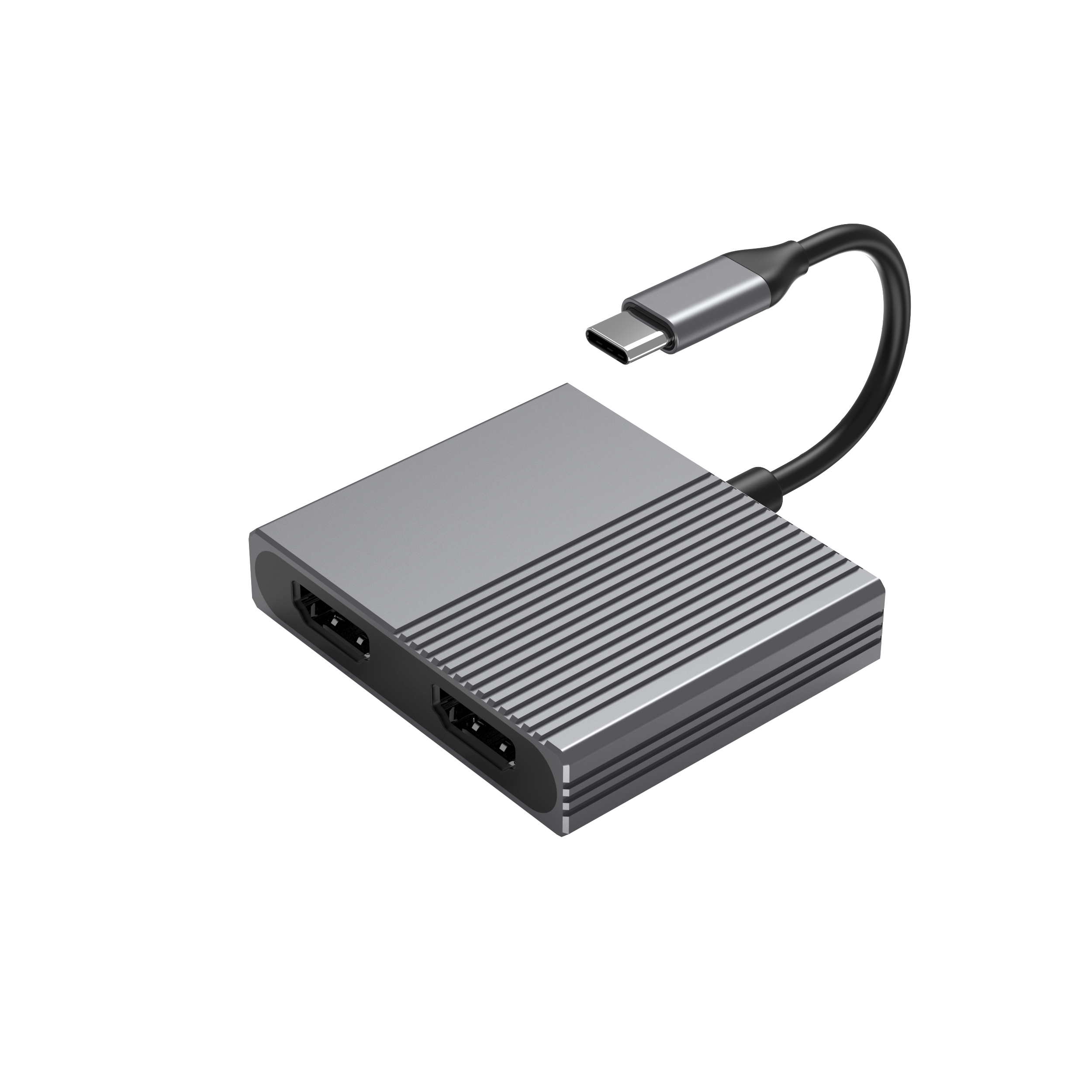 2 合 1 C 型轉 2 x HDMI 4K60HZ USB C 集線器 HDMI 適配器分配器適用於筆記本電腦/Macbook