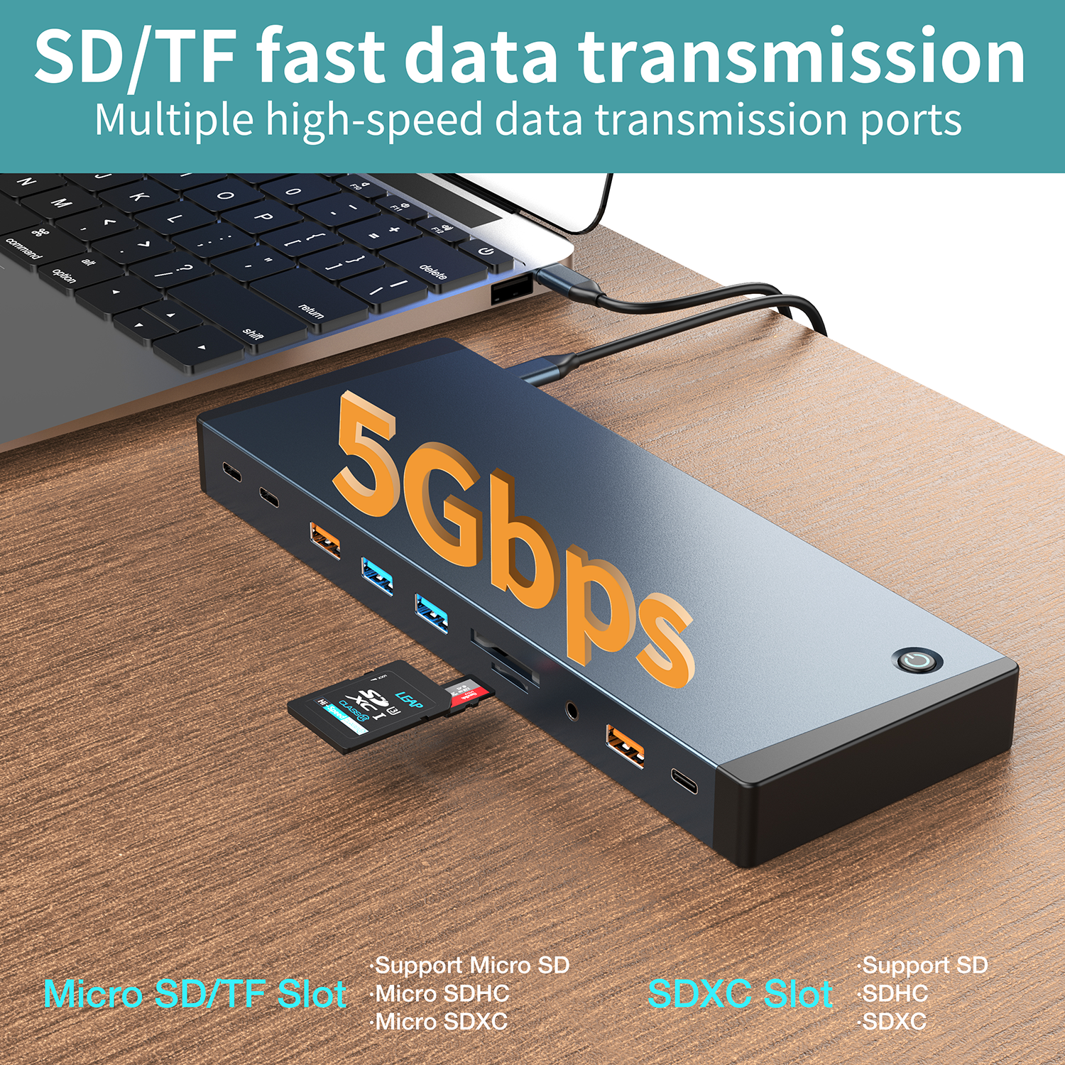 Stesen Dok USB-C 18 DALAM 1 Dengan Suis DC 240W DP 2*HDMI VGA LAN PD USB-A/C 3.1 Thunderbolt 4 SD TF 3.5mmAudio&Mic multifungsi 4 stesen dok monitor untuk komputer riba/Macbook