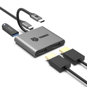 4 In 1 USB C Hub Type C tot dubbele HDMI 4K + PD 60W + Type C Data Docking Station voor laptop/macbook