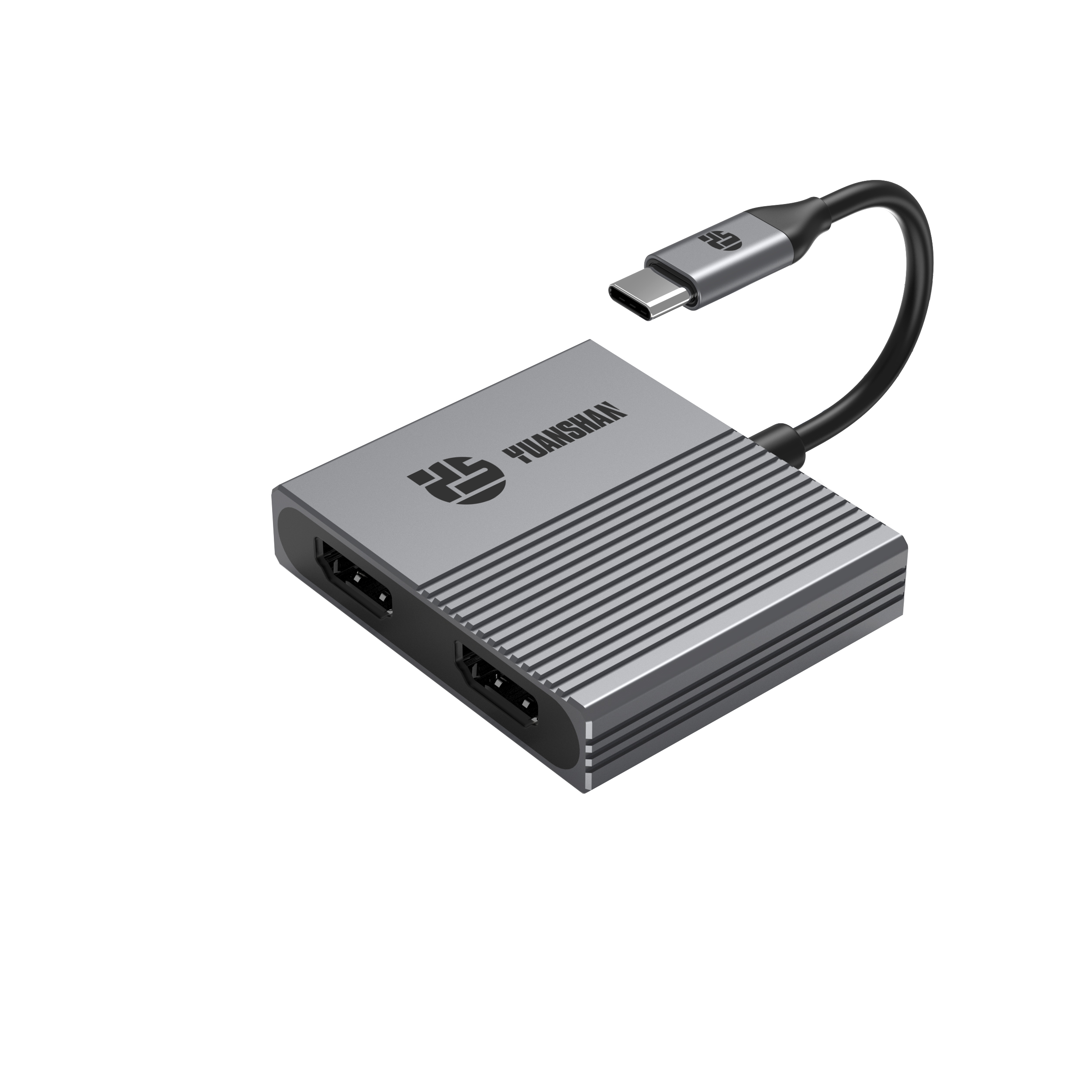 2 合 1 C 型轉 2 x HDMI 4K60HZ USB C 集線器 HDMI 適配器分配器適用於筆記本電腦/Macbook