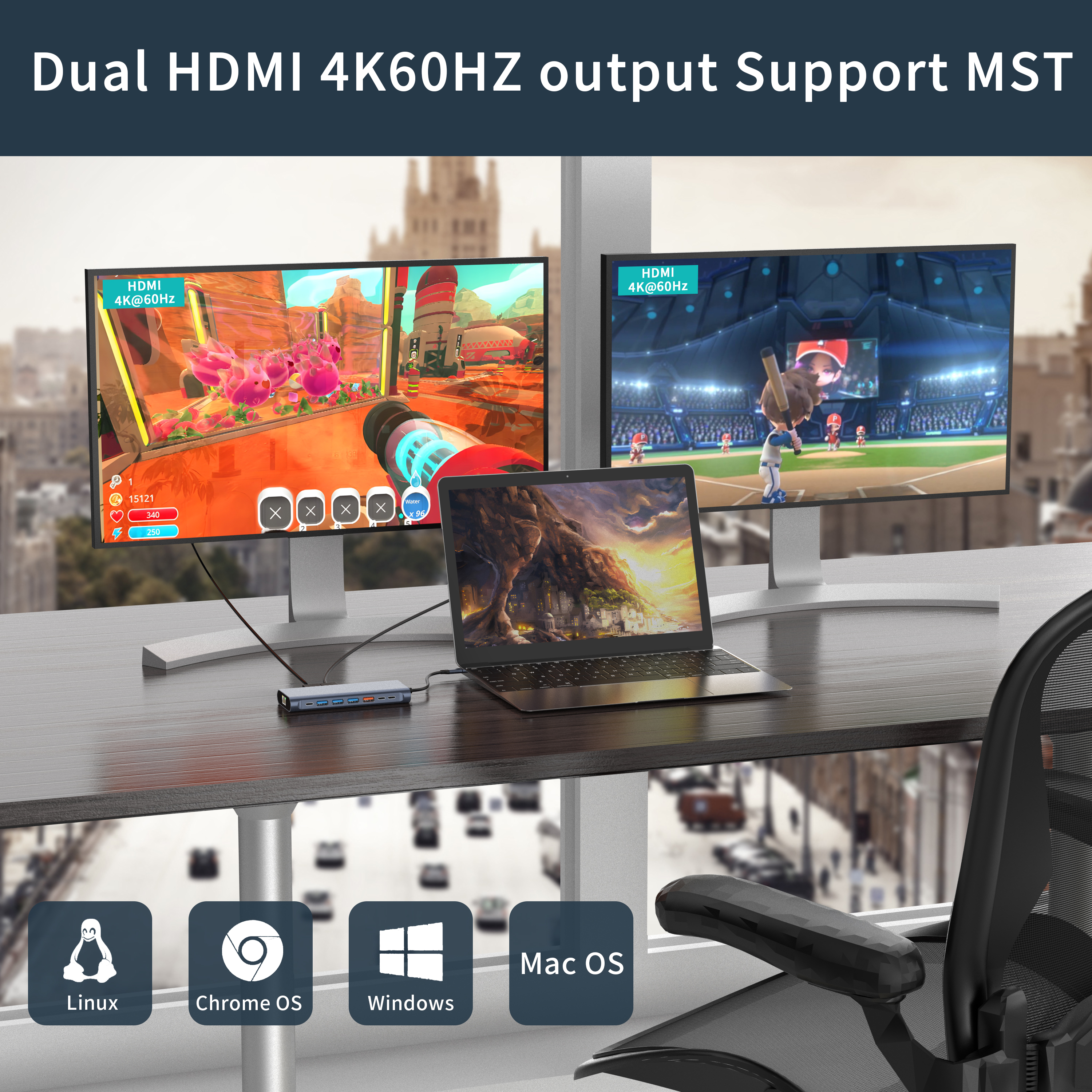 Dokovac&iacute; stanice 14 V 1 4K60HZ Dual HDMI RJ45 USB-A 3.1 3.0 2.0 multifunkčn&iacute; Nab&iacute;jen&iacute;+Přenos dat+Videov&yacute;stup+Čtec&iacute; karta+S&iacute;ť+Call Funkce USB C HUB dokovac&iacute; stanice pro notebook/Macbook