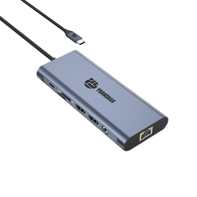 14中1間距站4K60Hz雙HDMI RJ45 USB-A 3.1 3.1 3.0 2.0多功能充電+數據傳輸+數據傳輸+視頻輸出+讀取器卡+網絡+呼叫功能USB C Hub dopking Station for Laptop/MacBook