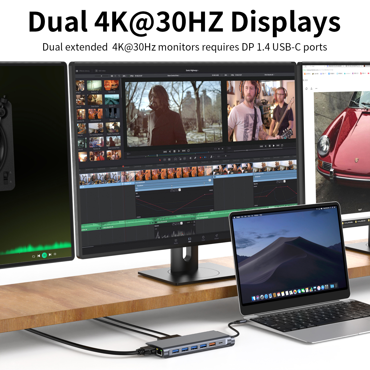 MacBook & Laptop कृते 14-in-1 USB C Docking Station - 3 Display Adapter, 100W Charging, High-Speed ​​Data Ports, SD/TF Reader इति