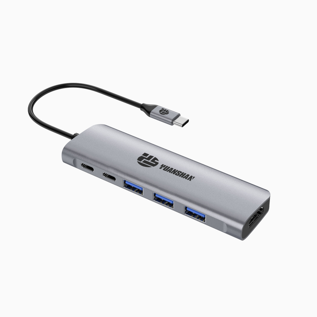 HUB USB C 6 IN 1 con HDMI 4K30HZ + PD 100W + dati di tipo C + 3 x docking station adattatore multiporta USB A 3.0 con alimentazione per laptop macbook