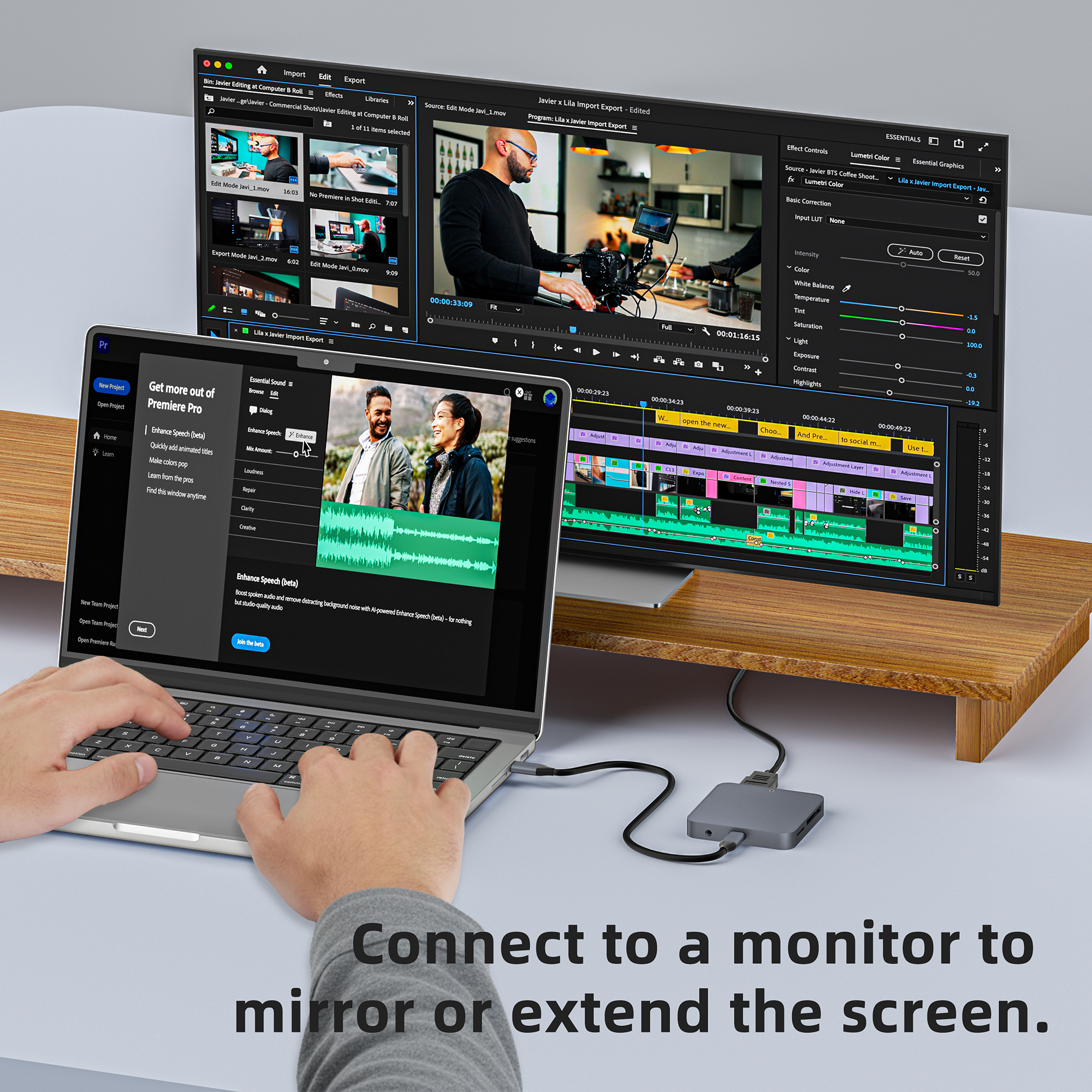 9 合 1 USB C 集線器，帶 M.2 NVMe SSD 插槽 10Gbps，4K60Hz HDTV 100W PD USB-C/USB-A 3.2，SD/TF 讀卡器 磁性設計，適用於手機