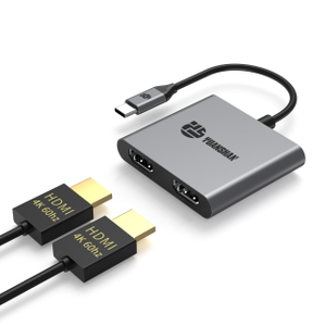 2 合 1 C 型轉 2 x HDMI 4K60HZ USB C 集線器 HDMI 適配器分配器適用於筆記本電腦/Macbook