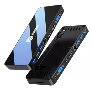 鏡面 12 端口 USB C 集線器，帶 2 x HDMI 4K + VGA + PD 100W + Type C 數據 + 3xUSB A 3.0 + RJ45 1000Mbps + 3.5mm 音頻 + SD+TF 卡插槽全合 1 擴展塢