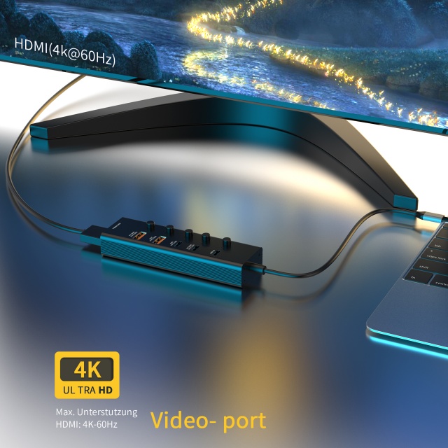 6 合 1 USB 3.1 Type c 3.1 10Gbps 高清 4K60HZ 快速充電 PD 100W 多功能 USB C 集線器筆記本電腦分路器適配器擴展塢