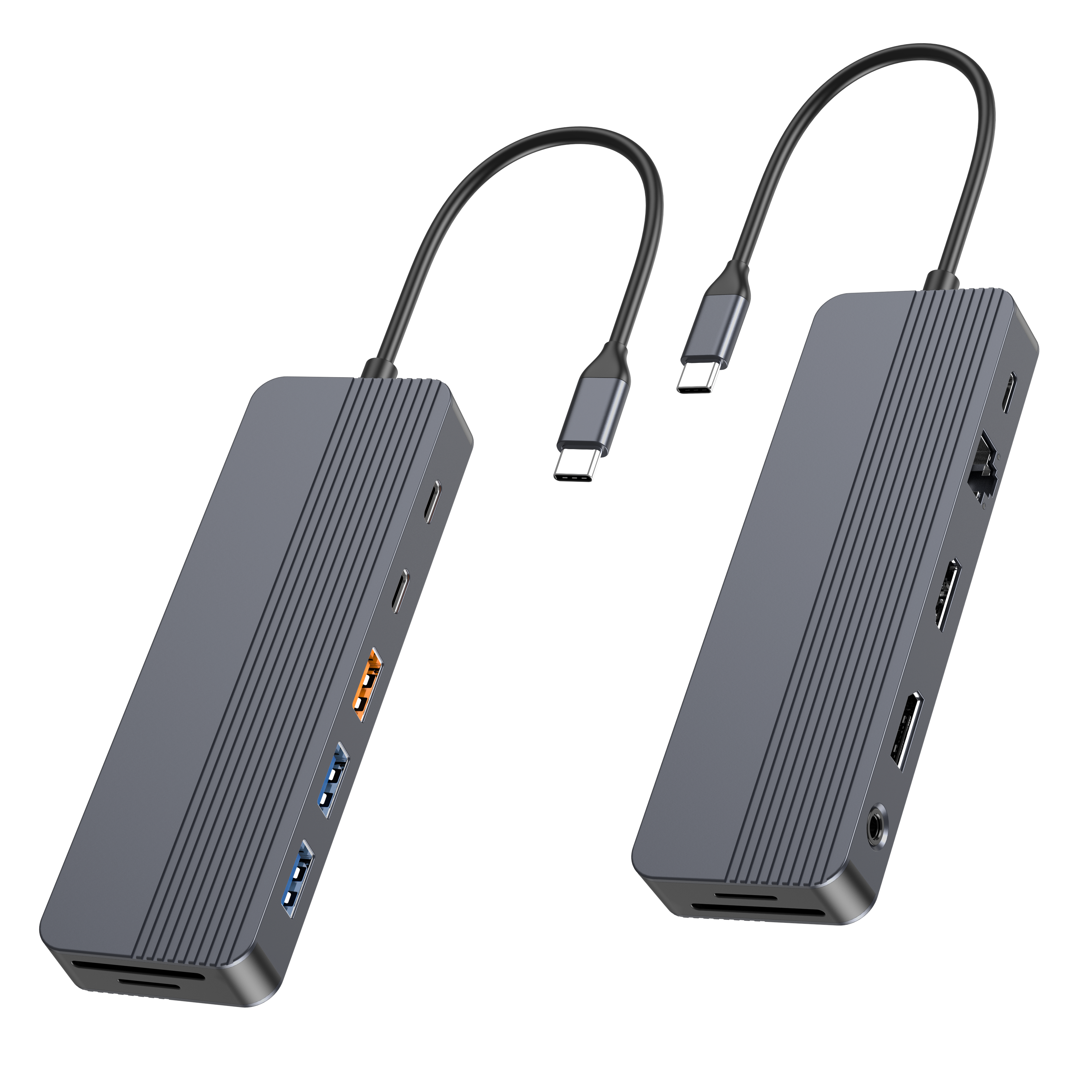 12-i-1 USB-C-dockingstation med dobbelt 4K-sk&aelig;rm, 100 W PD-opladning, 10 Gbps USB-C/A-porte, SD-kortl&aelig;ser