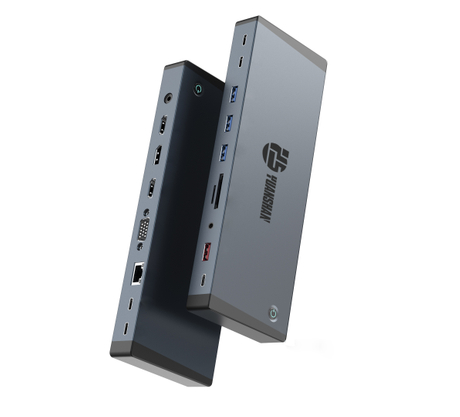All-in-One Thunderbolt 4 -telakointiasema 18 portilla — Tukee 8K-n&auml;ytt&ouml;&auml;, 240 W DC-tuloa, kahta 4K HDMI:t&auml;, 10 Gbps USB:t&auml; ja PD-pikalatausta kannettavalle/Macbookille