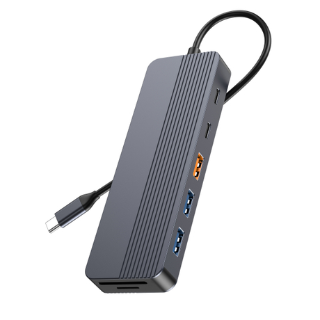 Stasiun Docking USB-C 12-in-1 dengan Layar 4K Ganda, Pengisian Daya PD 100W, Port USB-C/A 10Gbps, Pembaca Kartu SD