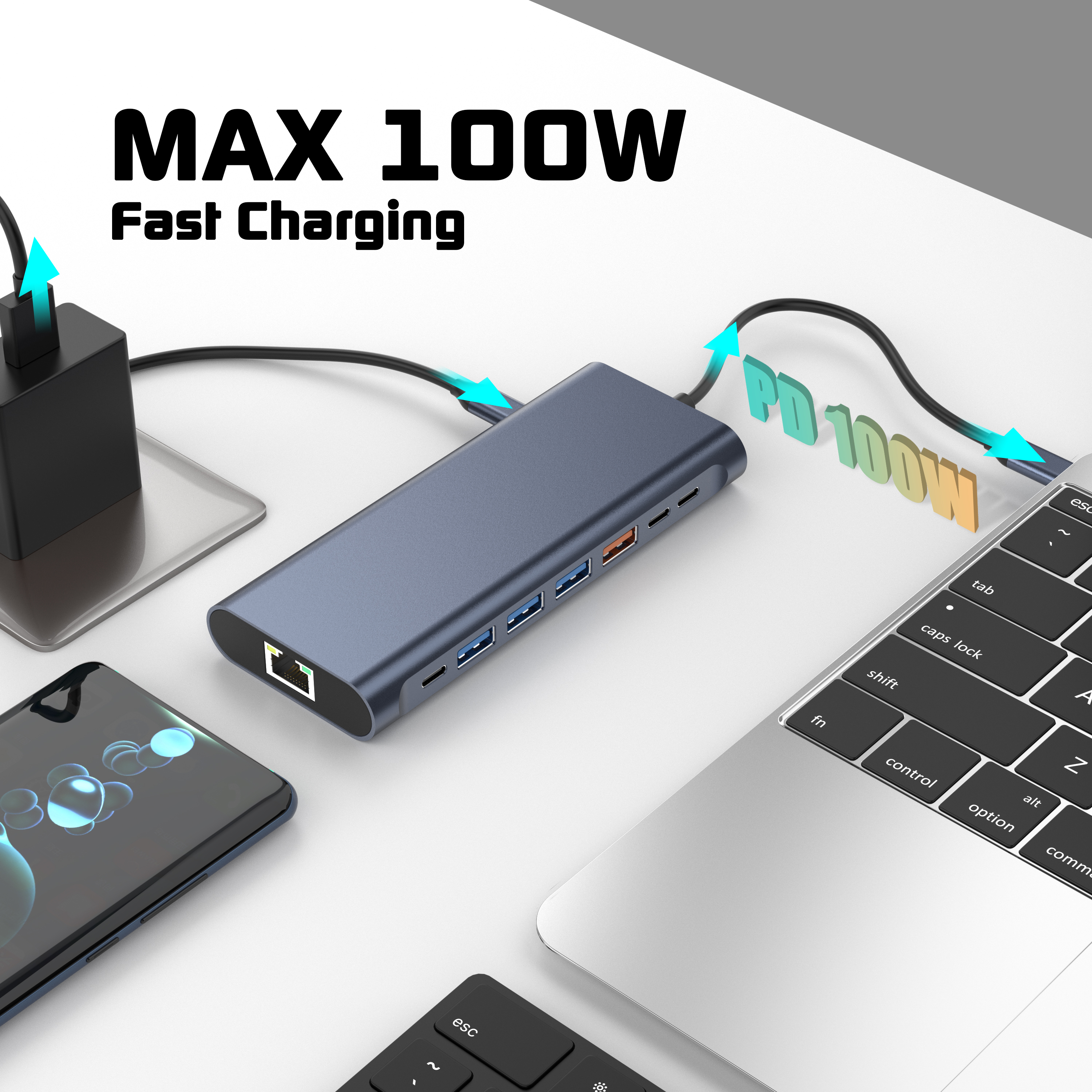 Dokovac&iacute; stanice 14 V 1 4K60HZ Dual HDMI RJ45 USB-A 3.1 3.0 2.0 multifunkčn&iacute; Nab&iacute;jen&iacute;+Přenos dat+Videov&yacute;stup+Čtec&iacute; karta+S&iacute;ť+Call Funkce USB C HUB dokovac&iacute; stanice pro notebook/Macbook