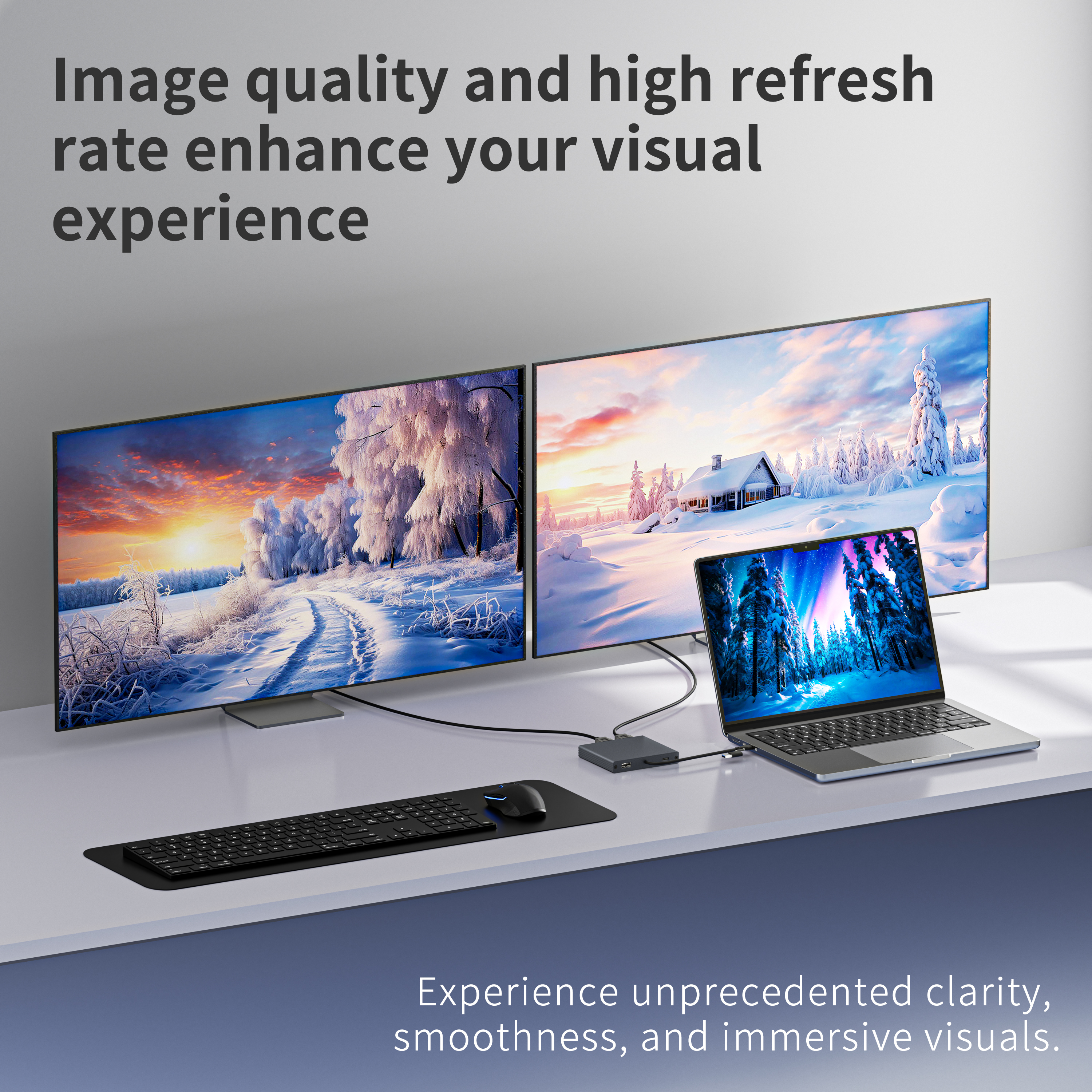8K Хос HDMI + DP MST USB-C залгах станц | DL6950 чип | 100W PD | USB-A 3.0 | iOS болон Windows-д зориулсан