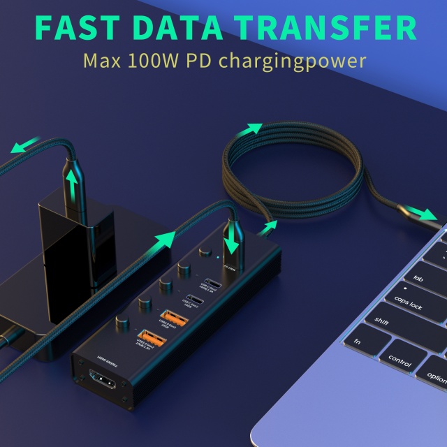 6 合 1 USB 3.1 Type c 3.1 10Gbps 高清 4K60HZ 快速充電 PD 100W 多功能 USB C 集線器筆記本電腦分路器適配器擴展塢