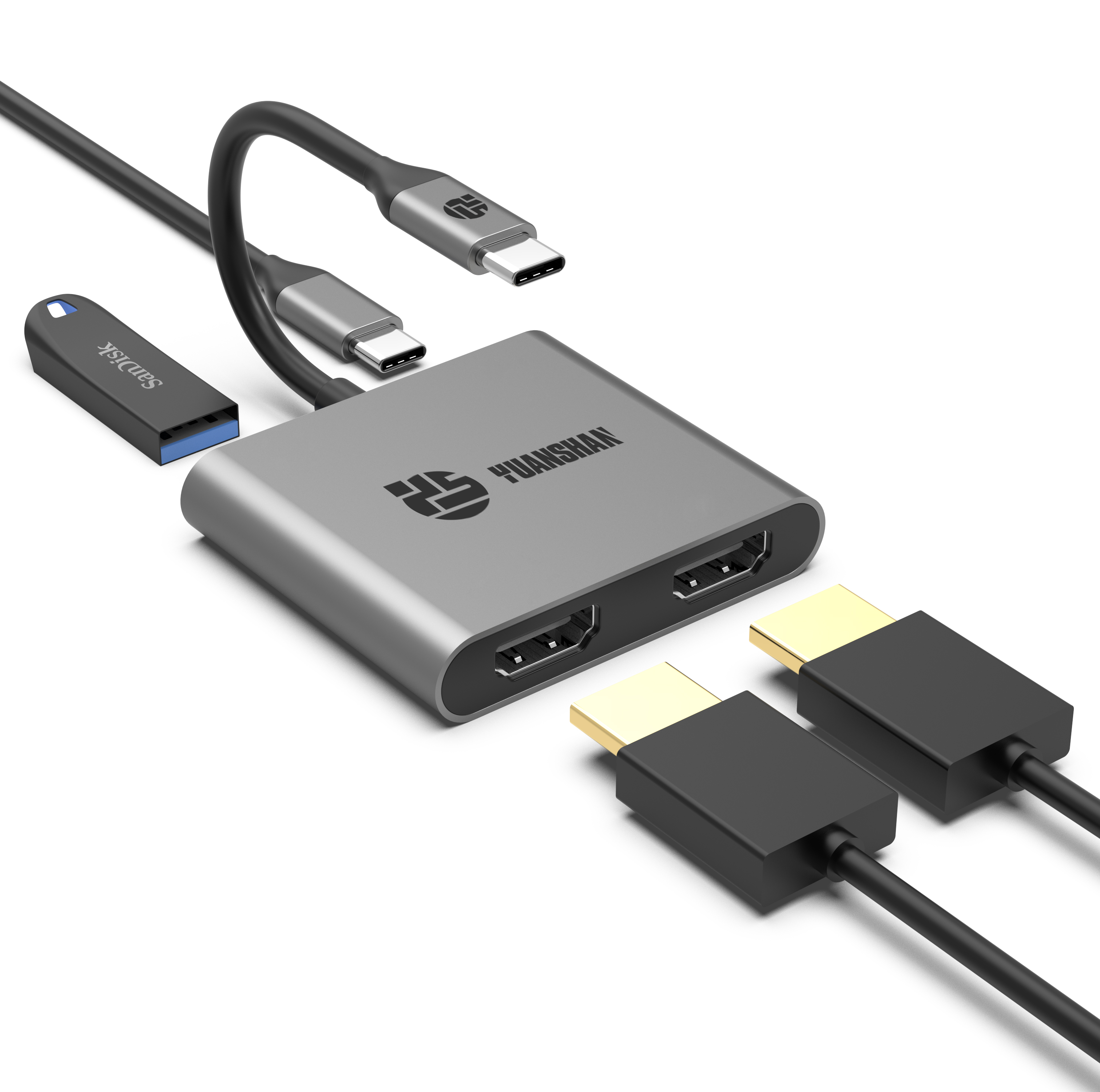 Welk USB-C dockingstationontwerp past op twee monitoren?